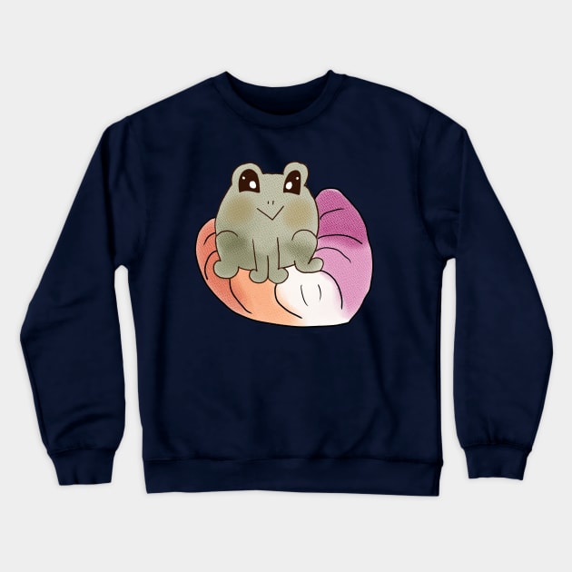 Lesbian Frog On A Lily Pad Crewneck Sweatshirt by nonbeenarydesigns